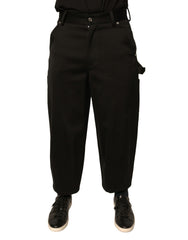 Dolce & Gabbana – Schwarze, verkürzte Hose aus Baumwolle mit mittlerer Taille