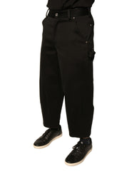 Dolce & Gabbana – Schwarze, verkürzte Hose aus Baumwolle mit mittlerer Taille