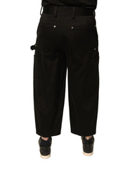 Dolce & Gabbana – Schwarze, verkürzte Hose aus Baumwolle mit mittlerer Taille