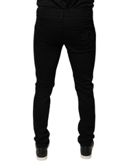 Dolce & Gabbana – Schwarze Skinny-Jeans aus Baumwolle mit DG-Kronenlogo