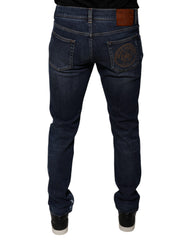 Dolce & Gabbana Dunkelblaue Skinny-Jeans aus Baumwoll-Logo