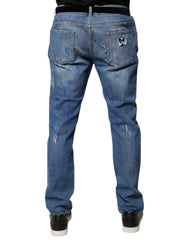 Dolce & Gabbana – Zerfetzte Skinny-Jeans aus blauem Stretch-Baumwolldenim