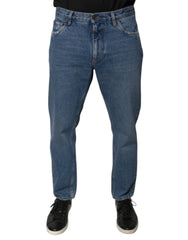 Dolce & Gabbana Blaue Herren-Jeans mit Logo aus Baumwolle