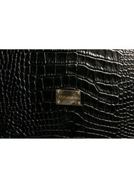 Dolce & Gabbana Elegante schwarze Lederhalterung mit Logo-Plakette, Katalogsmappe