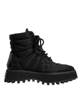 Dolce & Gabbana Schwarze gefütterte Mid-Calf Schnürstiefel Schuhe