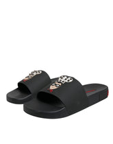 Dolce & Gabbana Schwarze Leder-Pantoletten Sandalen Strandmode Schuhe
