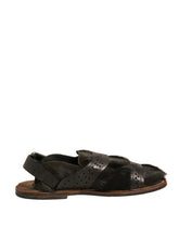 Dolce & Gabbana Grüne Gazelle Haar Leder Flats Sandalen Schuhe