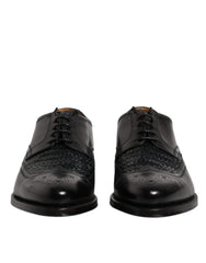 Dolce & Gabbana – Derby-Schuhe aus schwarzem Leder mit Flügelkappe und Schnürung für formelle Anlässe