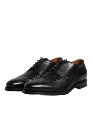Dolce & Gabbana – Derby-Schuhe aus schwarzem Leder mit Flügelkappe und Schnürung für formelle Anlässe