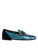 Dolce & Gabbana Blaue Pailletten-Slipper Formelle Abendschuhe