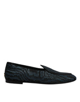 Dolce & Gabbana Blauschwarze flache Herren-Slipper Anzugschuhe