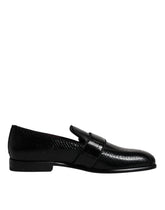 Dolce & Gabbana Schwarze Loafer aus exotischem Leder mit DG-Logo, formelle Abendschuhe
