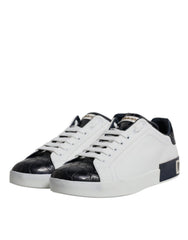 Dolce & Gabbana Weiß Schwarz Leder Portofino Sneakers Schuhe