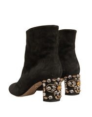 Dolce & Gabbana – Schwarze Stiefeletten mit verziertem Absatz