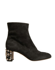 Dolce & Gabbana – Schwarze Stiefeletten mit verziertem Absatz