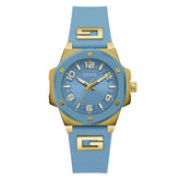 Guess Damen-Armbanduhr mit blauem, synthetischem Armband