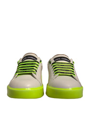 Dolce & Gabbana Weiß Gelb Portofino Leder Sneakers Schuhe