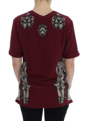 Dolce & Gabbana Seidenbluse T-Shirt mit rotem Ritter-Print