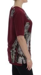 Dolce & Gabbana Seidenbluse T-Shirt mit rotem Ritter-Print