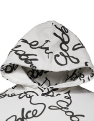 Dolce & Gabbana Weißes Logo Baumwoll-Kapuzenpullover