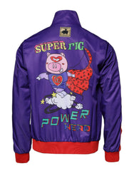 Dolce & Gabbana Lila Bomber-Pullover mit durchgehendem Reißverschluss „Jahr des Schweins“