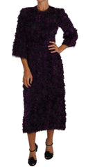 Dolce & Gabbana Lila Fransen-Midi-Scheidenkleid