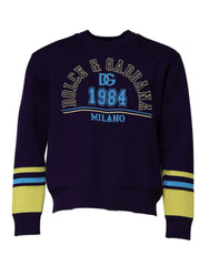 Dolce & Gabbana Blaues 1984 Milano Rundhalspullover Sweatshirt