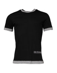 Dolce & Gabbana Schwarzes Logo Baumwoll Rundhals Herren T-Shirt