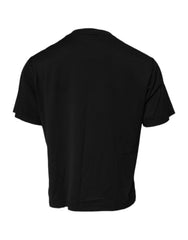 Dolce & Gabbana Schwarzes Baumwoll-T-Shirt mit DG-Logo und Rundhalsausschnitt