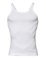 Dolce & Gabbana Elfenbein-Baumwolle Ärmelloses Rundhals-Tanktop