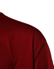 Dolce & Gabbana Rotes Baumwoll-T-Shirt mit Logo-Band und Rundhalsausschnitt