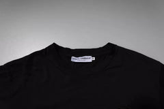 Dolce & Gabbana Schwarzes Baumwoll-T-Shirt mit DG-Logo und Rundhalsausschnitt