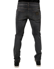 Dolce & Gabbana Dunkelgraue Slim Fit-Jeans aus gewaschener Baumwolle