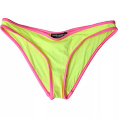 Dolce & Gabbana Gelb Pink Nylon Bademode Unterteil Strandmode Bikini