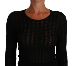 Dolce & Gabbana Schwarzes Strickkleid aus Wolle mit langen Ärmeln