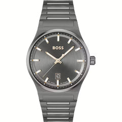 Hugo Boss Grau Edelstahl-Kleid-Uhr