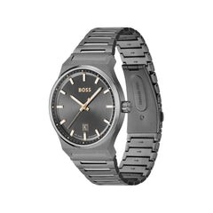 Hugo Boss Grau Edelstahl-Kleid-Uhr