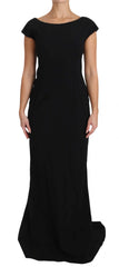 Dolce & Gabbana Schwarzes Stretch Fit and Flare Abendkleid Maxi