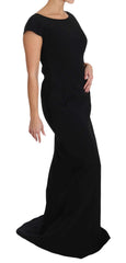 Dolce & Gabbana Schwarzes Stretch Fit and Flare Abendkleid Maxi