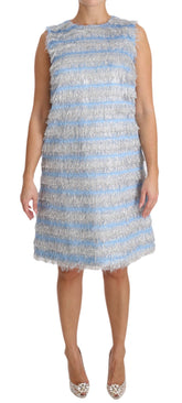 Dolce & Gabbana Light Blue Silver Shift Avondjurk