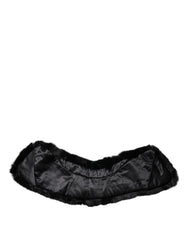 Dolce & Gabbana Damen-Halswickelschal mit schwarzem Lammfellkragen