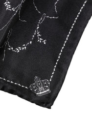 Dolce & Gabbana – Schwarz gemusterter Seidentaschentuchschal