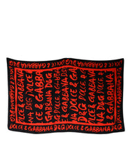Dolce & Gabbana Strandtuch aus Baumwolle mit schwarz-rotem Logo-Print