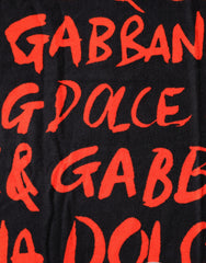 Dolce & Gabbana Strandtuch aus Baumwolle mit schwarz-rotem Logo-Print