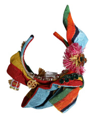 Dolce & Gabbana – Mehrfarbiges Diadem-Haarband mit Blumen- und Kristallverzierung