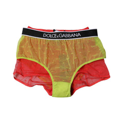 Dolce & Gabbana Rot Gelb Tüll Mid-Waist Höschen Unterwäsche
