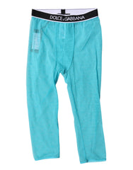 Dolce & Gabbana Light Blue DG Logo Nylon Cropped Tights Unterwäsche