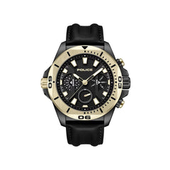 Polizeischwarze Kunstleder-Armbanduhr