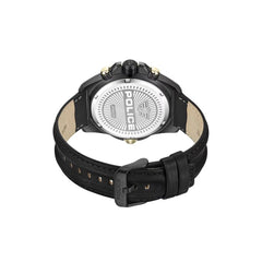 Polizeischwarze Kunstleder-Armbanduhr