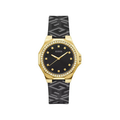 Guess Black Leather Dress Watch